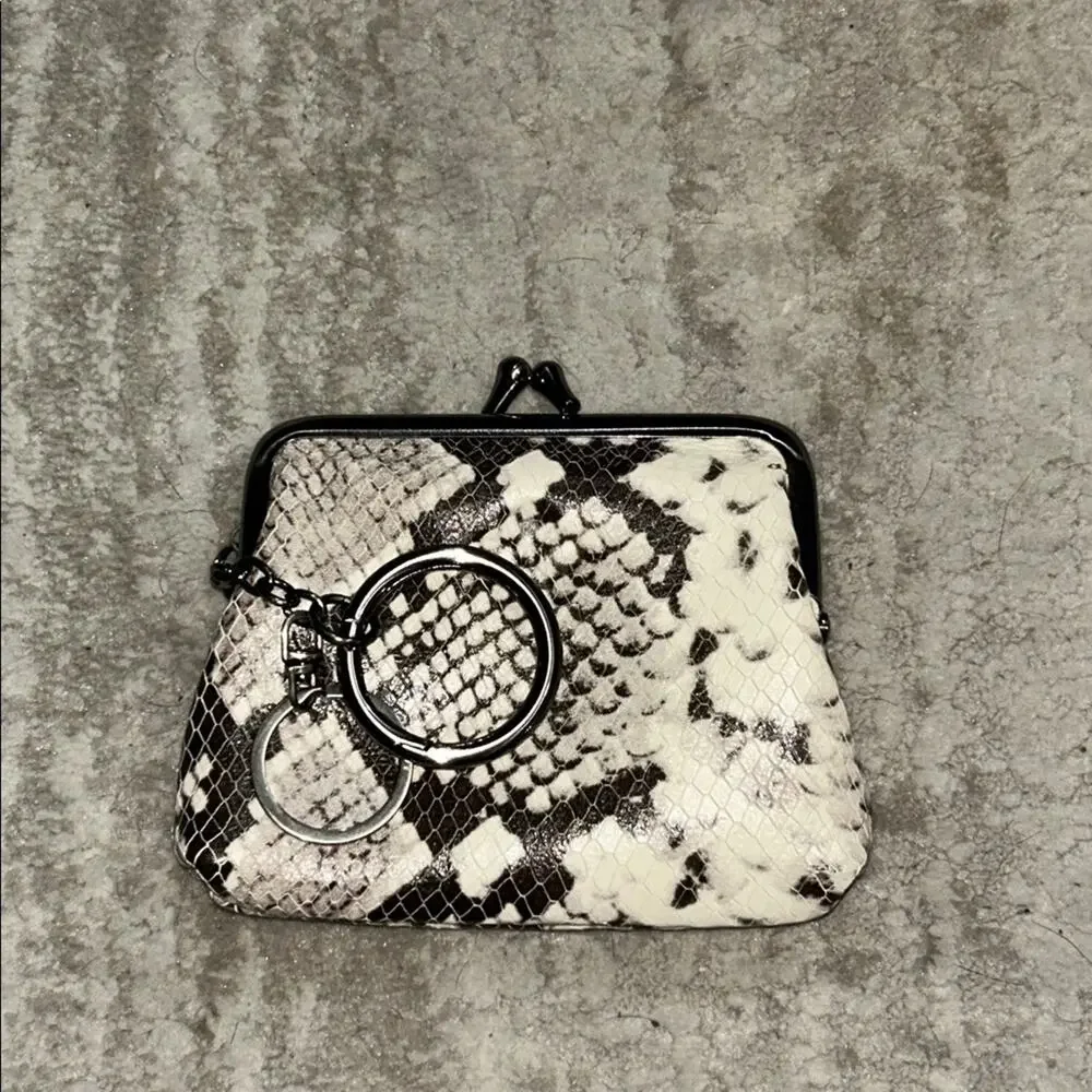 Patricia Nash Vintage Python Embossed Leather CoinPouch Keychain KissLock Wallet